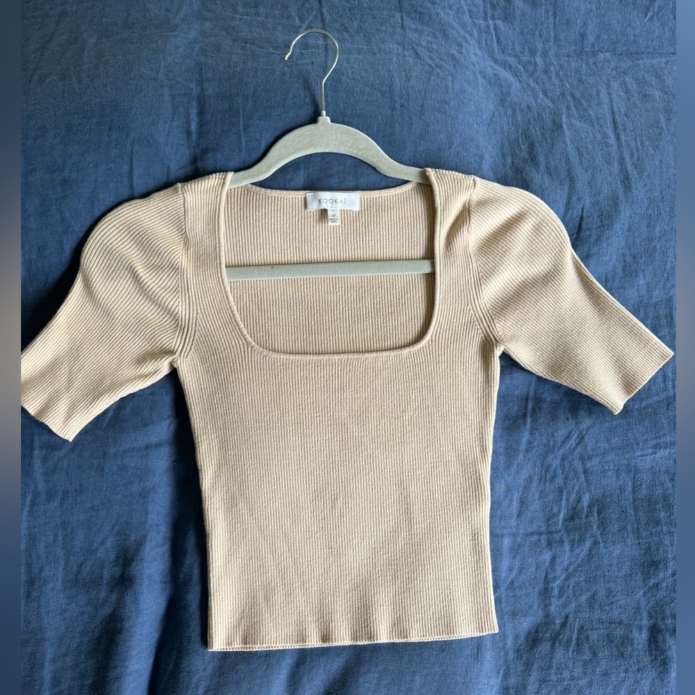 Kookai Ribbed Short Sleeve Top